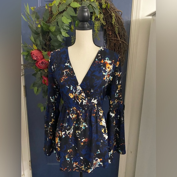 a.n.a Tops - a.n.a. Floral Navy Blouse Boho Size XLarge